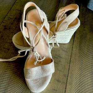 Brand new women’s tan lace up wedges